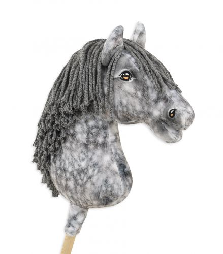 Horse on a stick Super Hobby Horse Premium - dapple grey horse with a grey mane A3