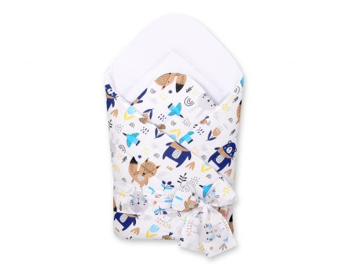 Double-sided baby nest with bow - navy blue bears