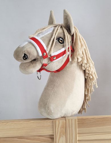 The adjustable halter for Hobby Horse A3 - red with white furry