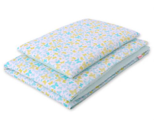 Baby cotton bedding set 2-pcs 120x90 cm- blue butterflies