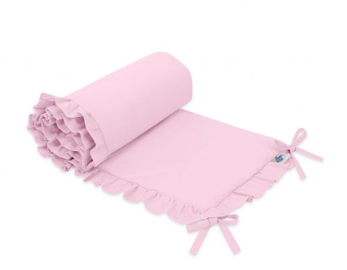 Universal baby bed bumper with frill - pink