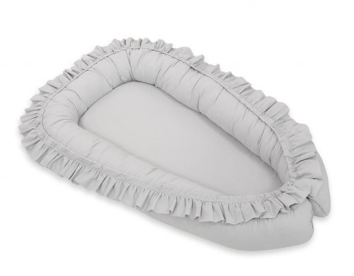Baby nest with a ruffle - grey