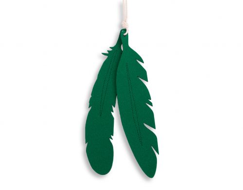 Decorative felt feathers 2pcs - green