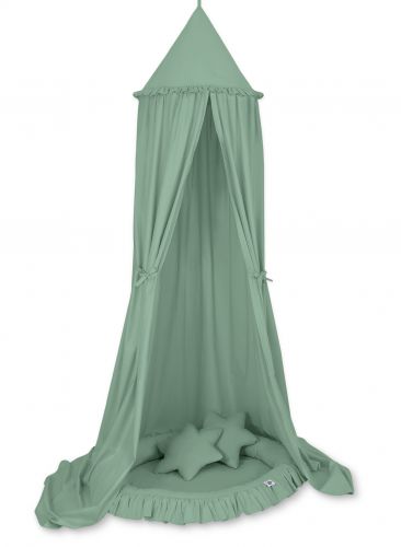 Set: Hanging canopy + Nest with flounce + pillows - pastel green