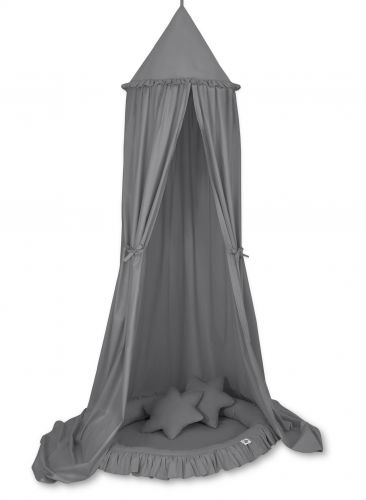 Set: Hanging canopy + Nest with flounce + pillows - anthracite