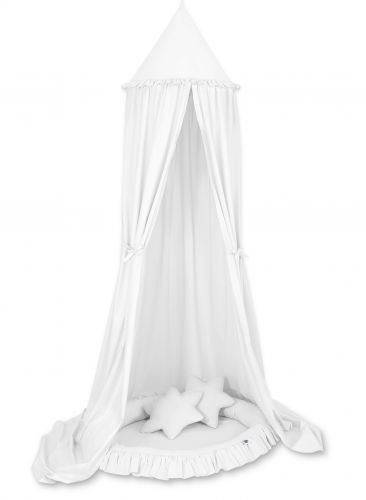 Set: Hanging canopy + Nest with flounce + pillows - white