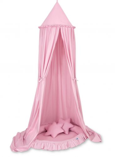 Set: Hanging canopy + Nest with flounce + pillows - pink
