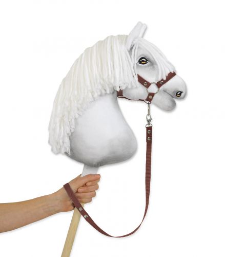 Tether for hobby horse made of webbing tape - braun