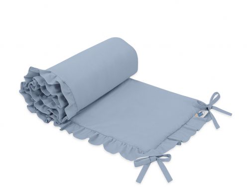 Universal baby bed bumper with frill - pastel blue