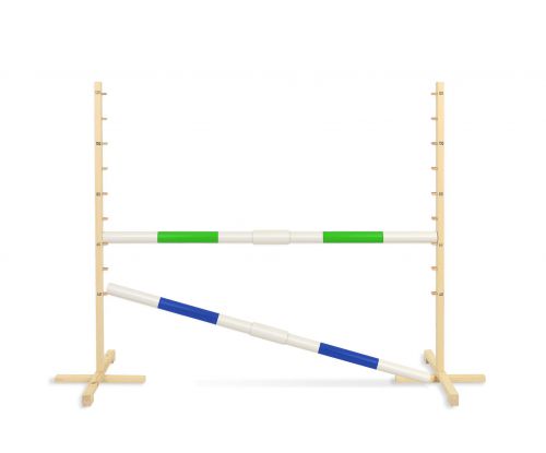 Jumping obstacle for Hobby Horse 160 cm, h-120 cm, with two bars green and blue