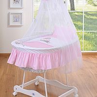 Moses baskets/Wicker cribs with drape - small wheels