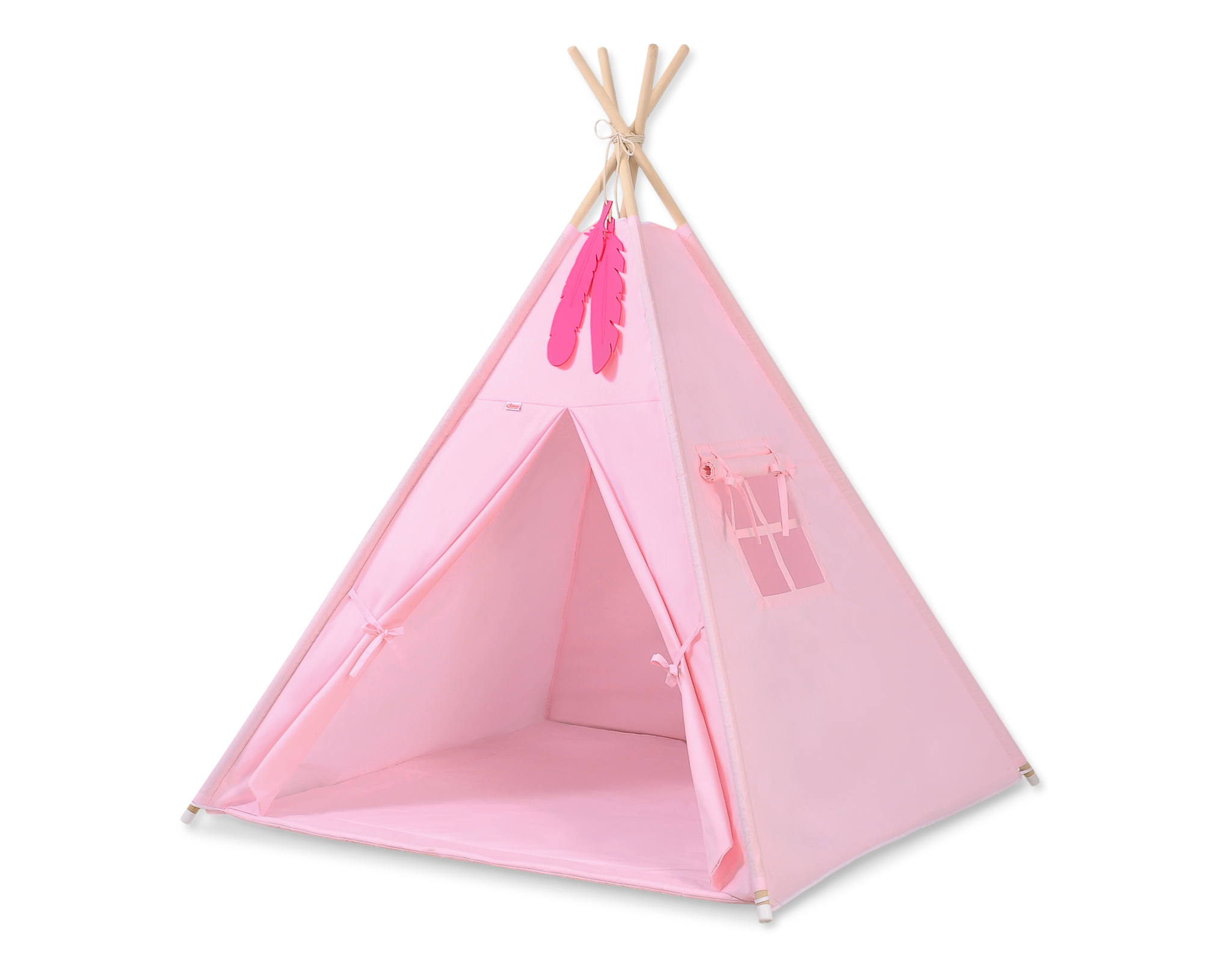 Teepees tent for kids +play mat + decorative feathers - pink
